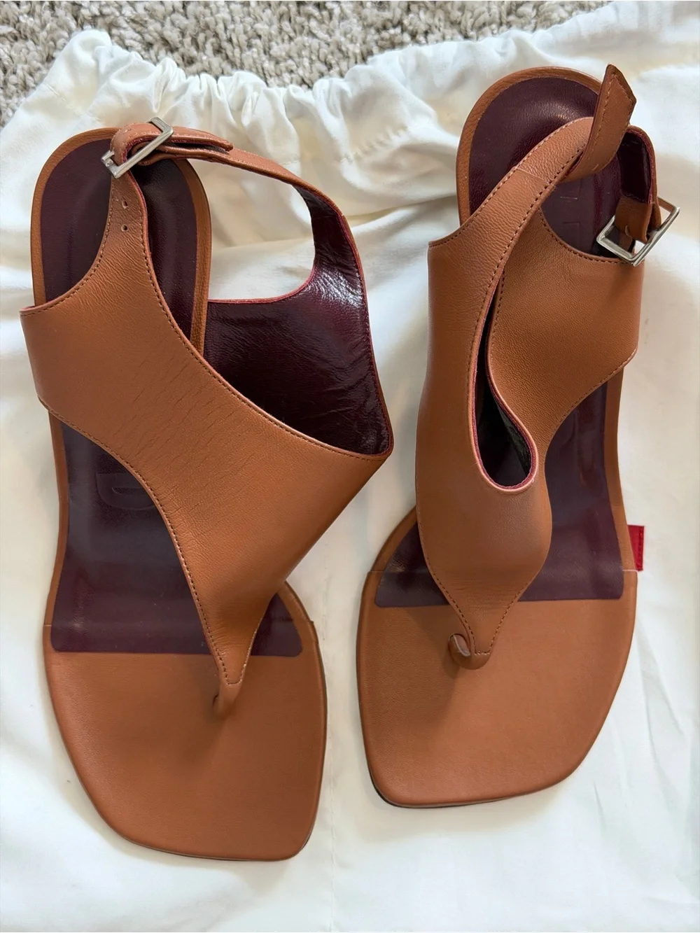 Staud Women's Tan Leather Slingback Sandals - NWOT (see photos of bottom)